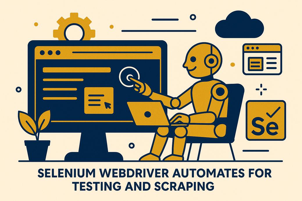 Selenium WebDriver mengotomatisasi browser untuk testing dan scraping