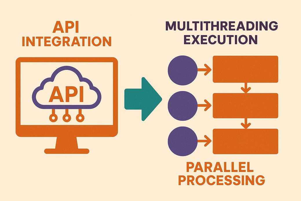 Diagram API integration dan multithreading execution untuk parallel processing