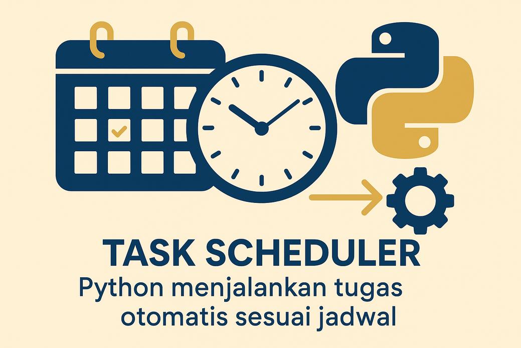 Visualisasi task scheduler Python yang menjalankan tugas otomatis sesuai jadwal